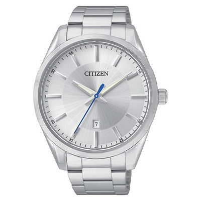 Citizen Mens Watch with White Dial and Stainless Steel Bracelet (quartz movement)