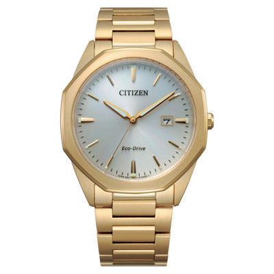 Citizen Corso Mens Watch with White Dial and Yellow Goldtoned Bracelet (eco drive movement)