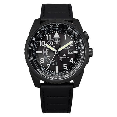 Citizen Promaster Nighthawk Mens Watch with Black Dial and Black Leather Strap (eco drive movement)