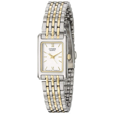 Citizen Womens Watch with White Dial and Stainless Steel and Yellow Gold Toned Bracelet (quartz movement)