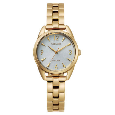 Citizen Drive Womens Watch with White Dial and Yellow Gold Toned Bracelet (eco drive movement)