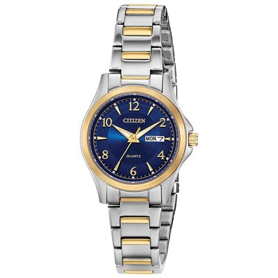 Citizen Womens Watch with Blue Dial and Stainless Steel and Yellow Gold Toned Bracelet (quartz movement)
