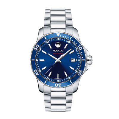 Movado Series 800 Mens Watch with Blue Dial and Stainless Steel Bracelet (Swiss quartz movement)