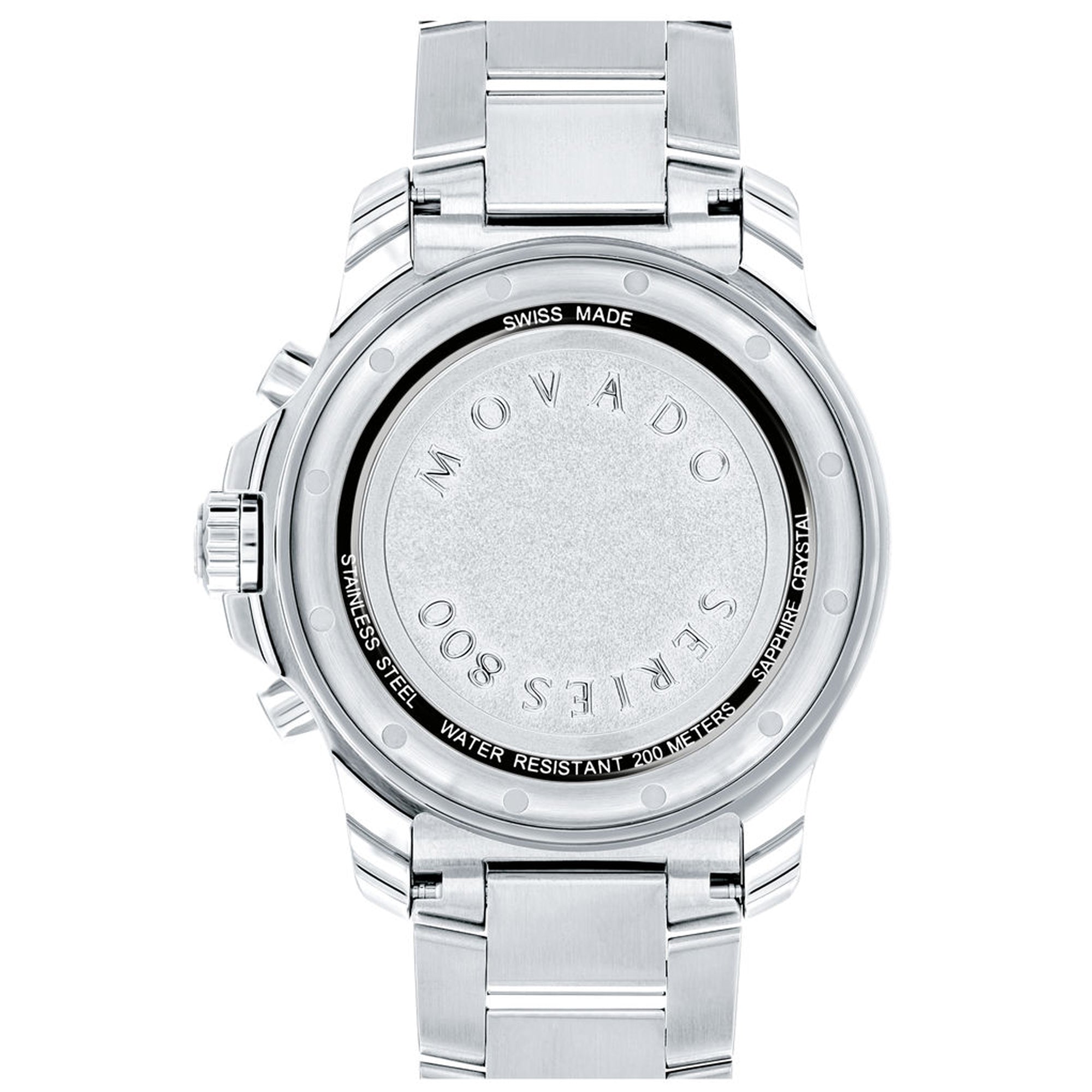 Movado Series 800 Mens Watch with Black Dial and Stainless Steel Bracelet (Swiss quartz movement)