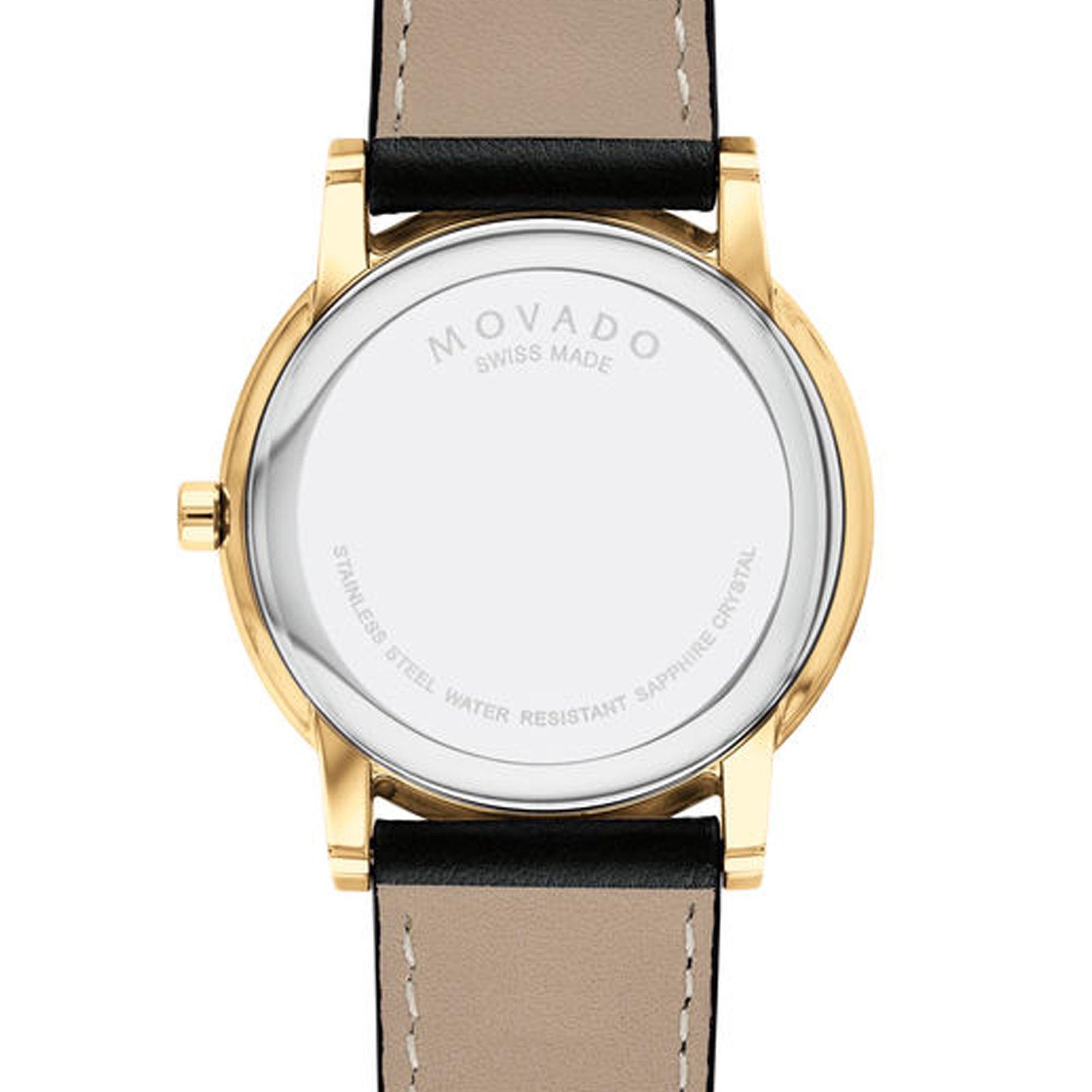 Movado Museum Classic Mens Watch with Black Dial and Black Leather Strap (Swiss quartz movement)