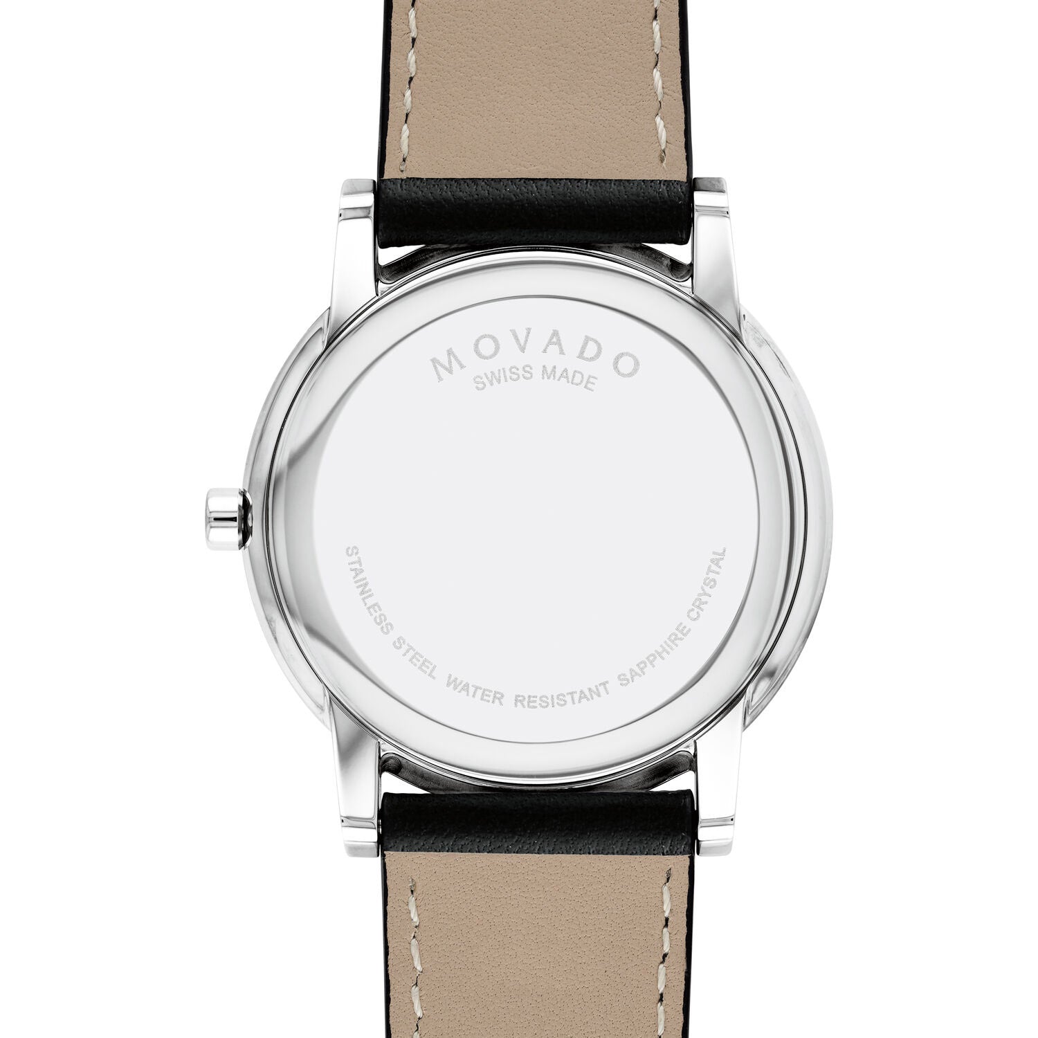 Movado Museum Classic Mens Watch with Black Dial and Black Leather Strap (quartz movement)