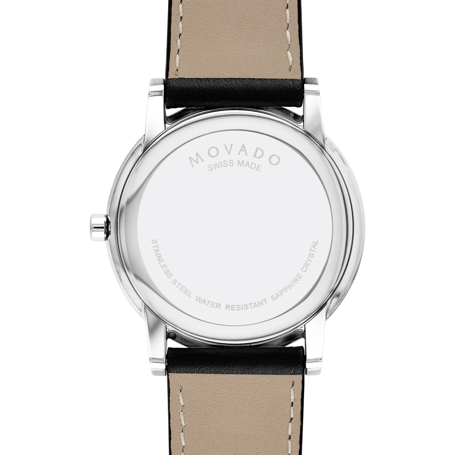 Movado Museum Classic Mens Watch with Black Dial and Black Leather Strap (Swiss quartz movement)