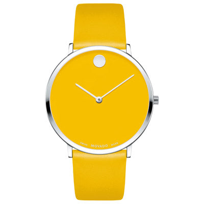 Movado Museum Classic Mens Watch with Yellow Dial and Yellow Leather Strap (Swiss quartz movement)