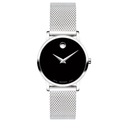 Movado Museum Classic Womens Watch with Black Dial and Stainless Steel Bracelet (Swiss quartz movement)