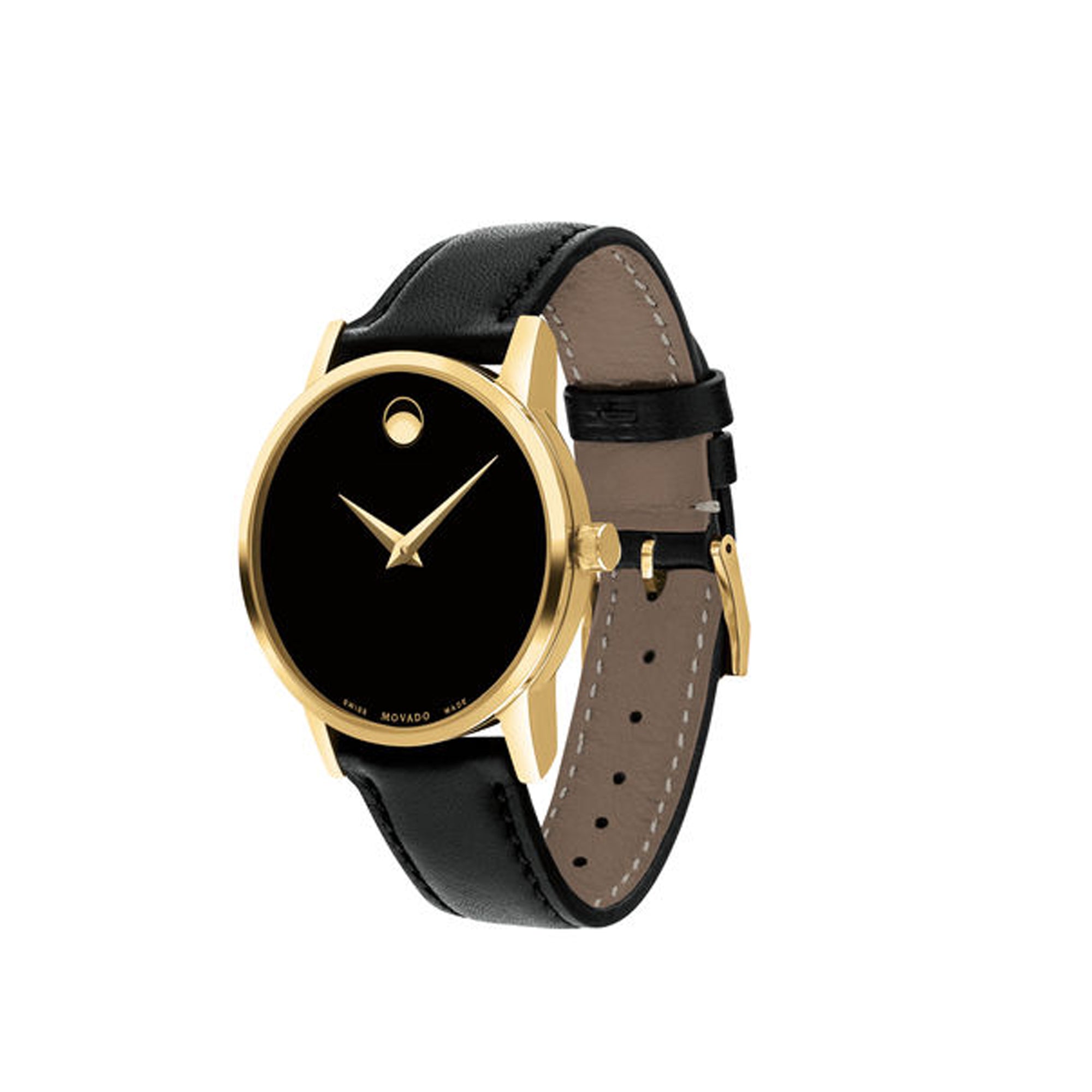 Movado Museum Classic Womens Watch with Black Dial and Black Leather Strap (Swiss quartz movement)