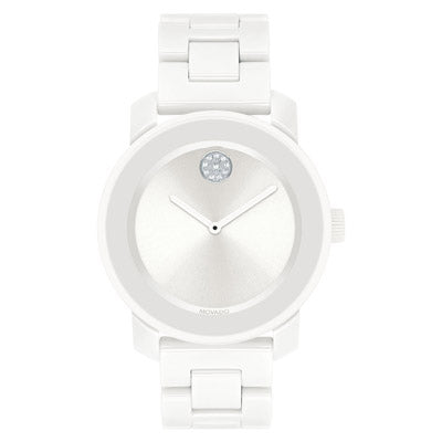 Movado Bold Womens Watch with White Dial and White Ceramic Bracelet (Swiss quart movement)