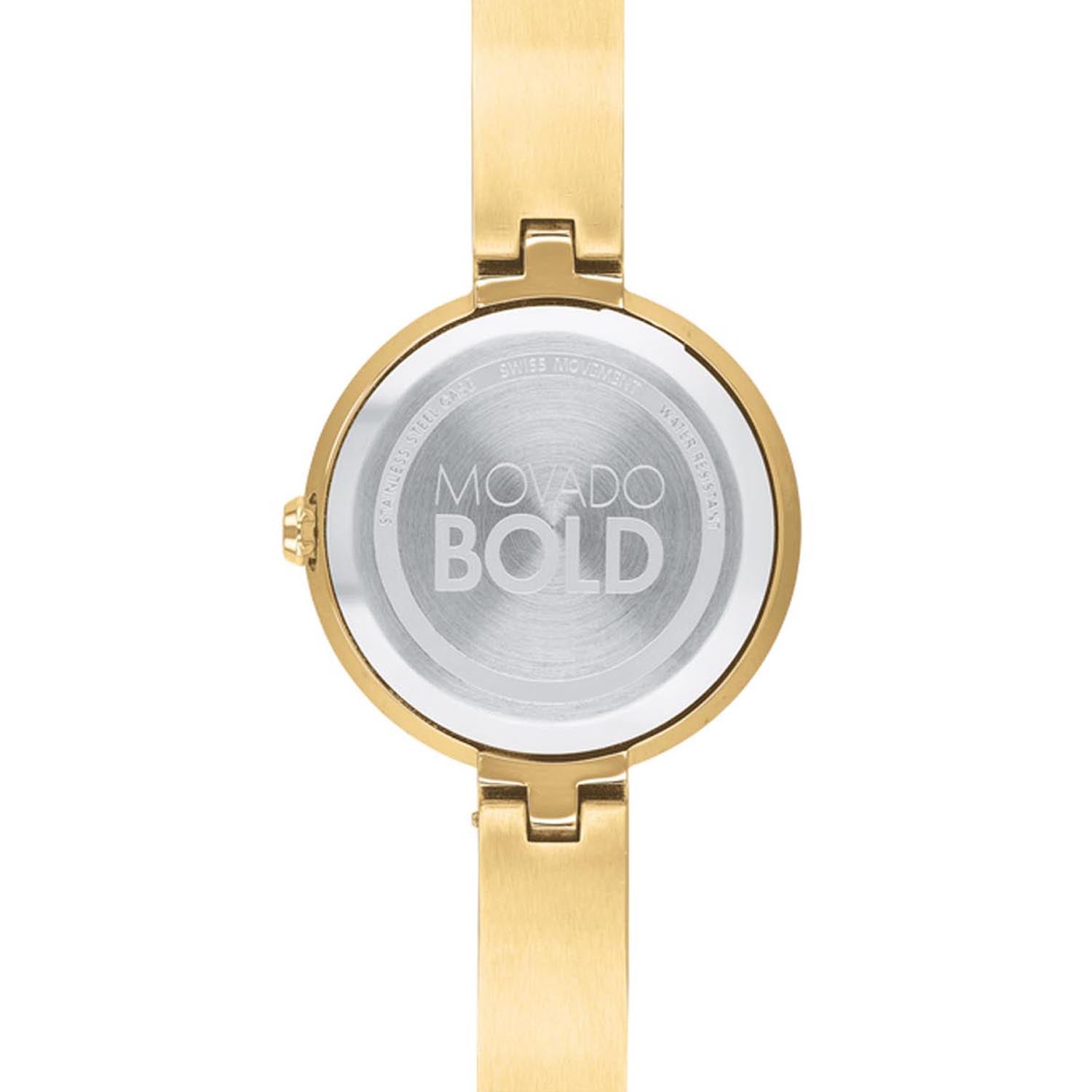 Movado Bold Womens Watch with Mother of Pearl Dial and Yellow Ion Plated Bracelet (Swiss quartz movement)