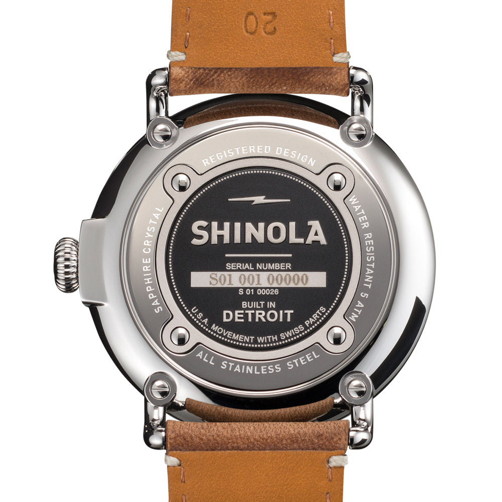 Shinola Mens Runwell Watch with Green Dial and Brown Leather Strap (quartz movement)