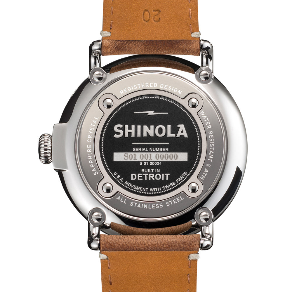 Shinola Runwell Mens Watch with Blue Dial and Brown Leather Strap (quartz movement)