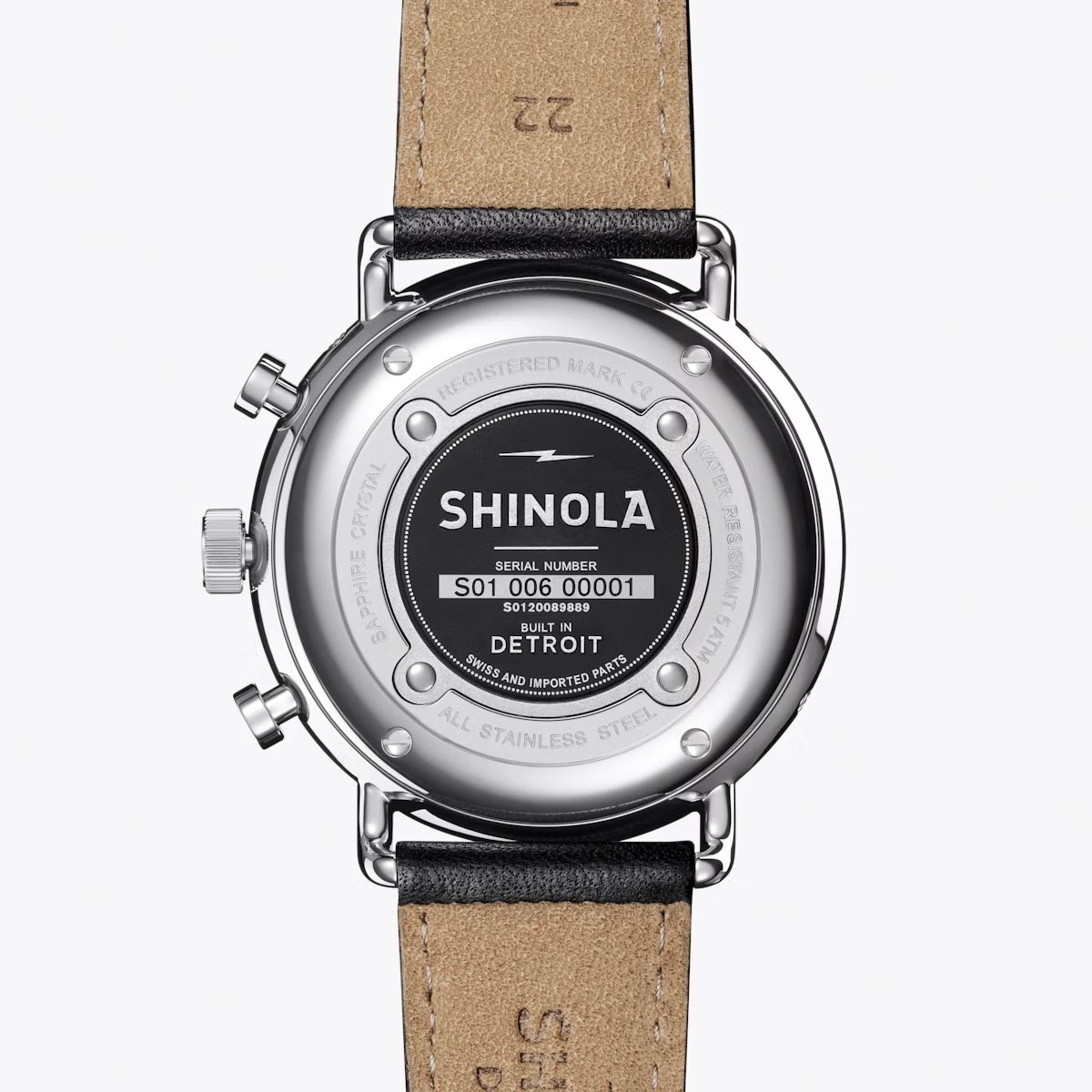 Shinola Canfield Sport Mens Watch with Black Dial and Black Leather Strap (quartz movement)