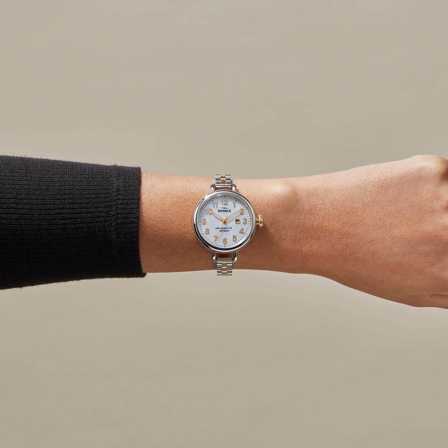 Shinola Birdy Womens Watch with Gray Mother of Pearl Dial and Stainless Steel Bracelet (quartz movement)
