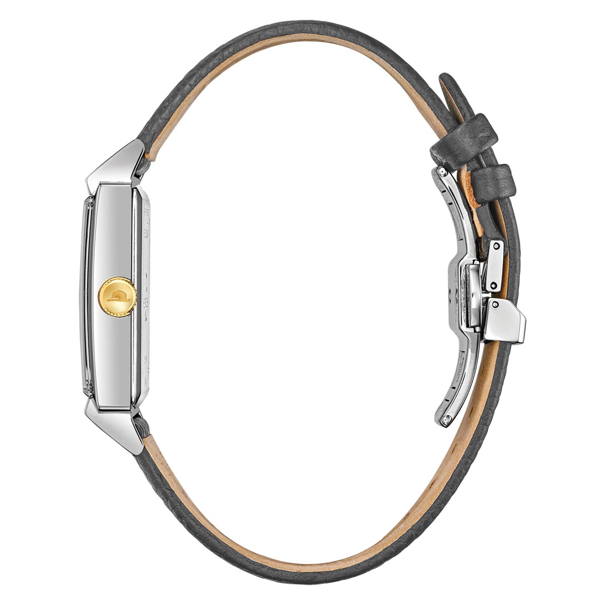 Bulova Frank Sinatra My Way Watch with White Dial and Gray Textured Leather Strap (quartz movement)