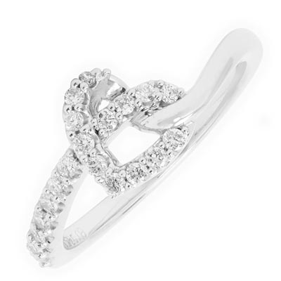 Heart Knot Ring with Diamonds in Sterling Silver (1/4ct tw)