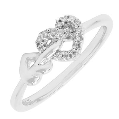 Diamond Heart Knot Ring in Sterling Silver (1/10ct tw)