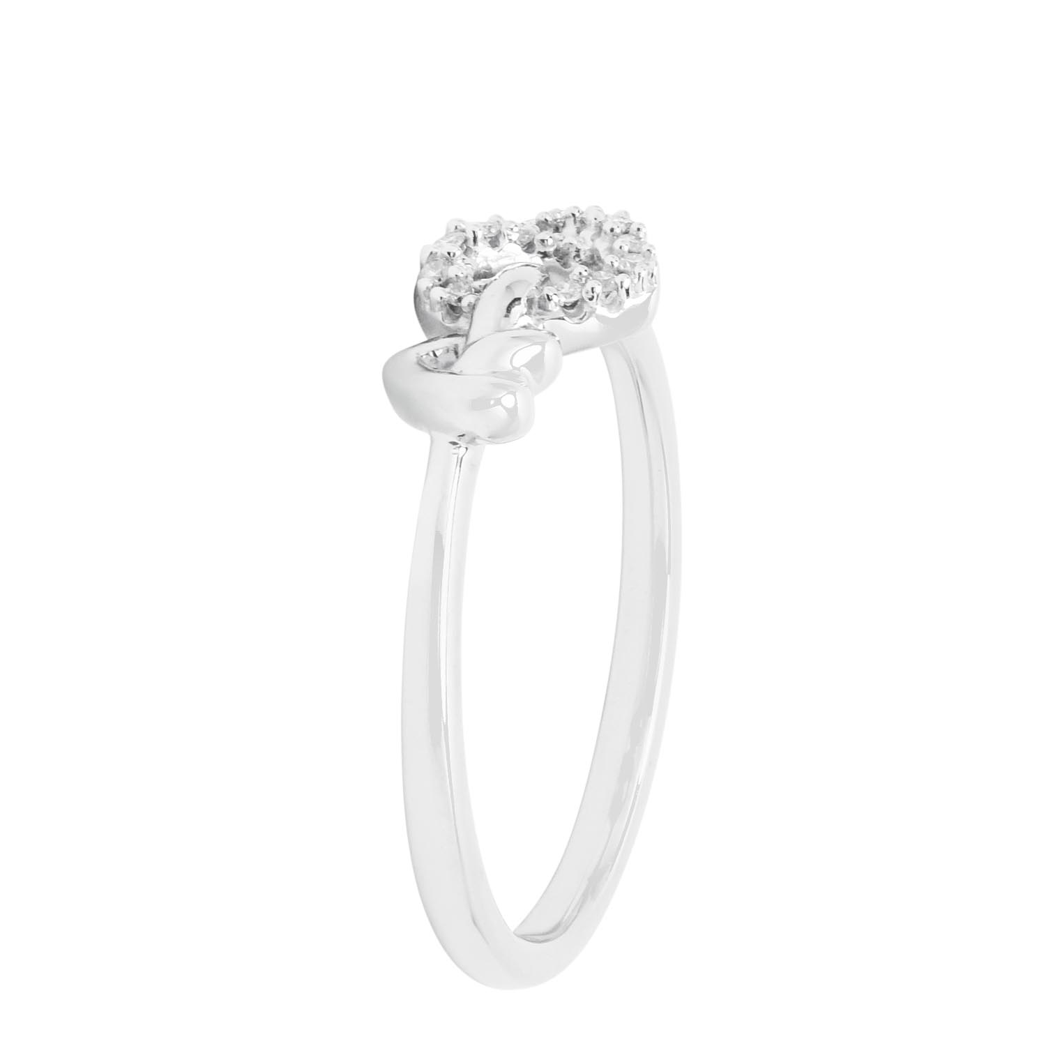 Diamond Heart Knot Ring in Sterling Silver (1/10ct tw)