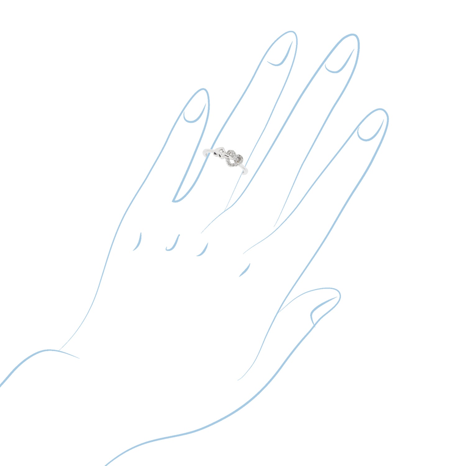 Diamond Heart Knot Ring in Sterling Silver (1/10ct tw)