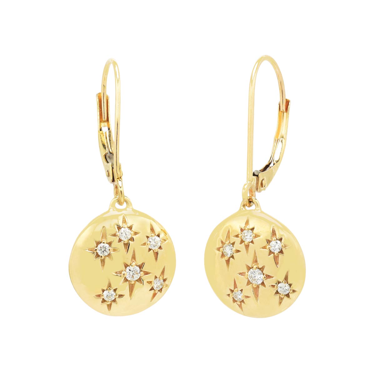 Northern Star Diamond Celestial Star Drop Earrings in 10kt Yellow Gold (1/7ct tw)
