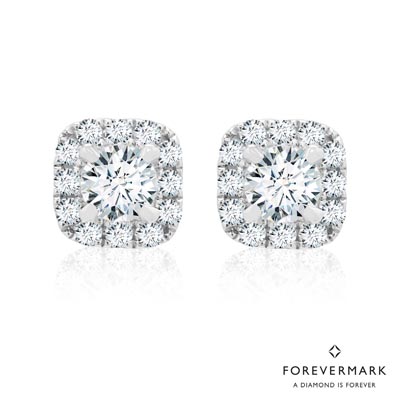 Forevermark Diamond Halo Earrings in 18kt White Gold (1/2ct tw)