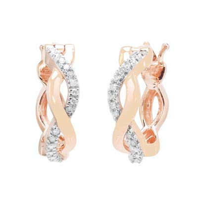 Diamond Hoop Earrings in 10kt Rose Gold (1/20ct tw)