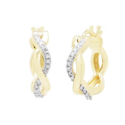 Diamond Hoop Earrings in 10kt Yellow Gold (1/20ct tw)