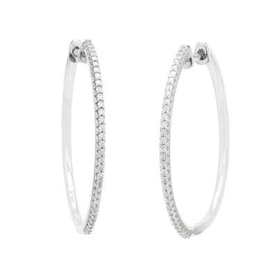 Diamond Hoop Earrings in 10kt White Gold (1/7ct tw)