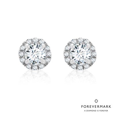 De Beers Forevermark Center of My Universe Diamond Halo Earrings in 18kt White Gold (3/8ct tw)
