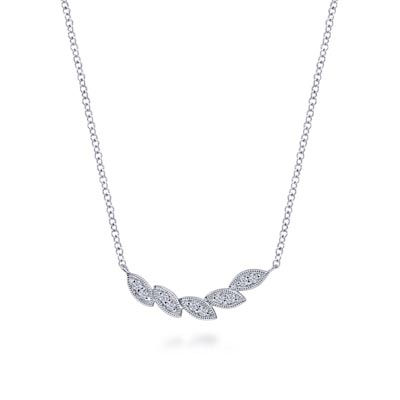 Gabriel Diamond Curve Leaf Necklace in 14kt White Gold (1/20ct tw)