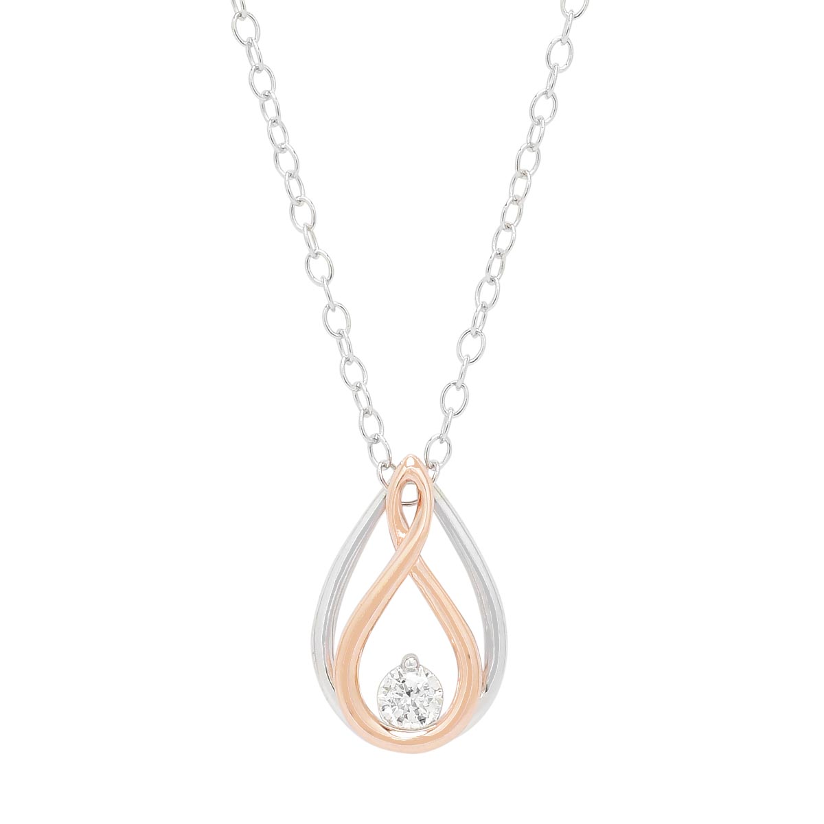Northern Star Diamond Embrace Necklace in Sterling Silver and Rose Gold (1/10ct)