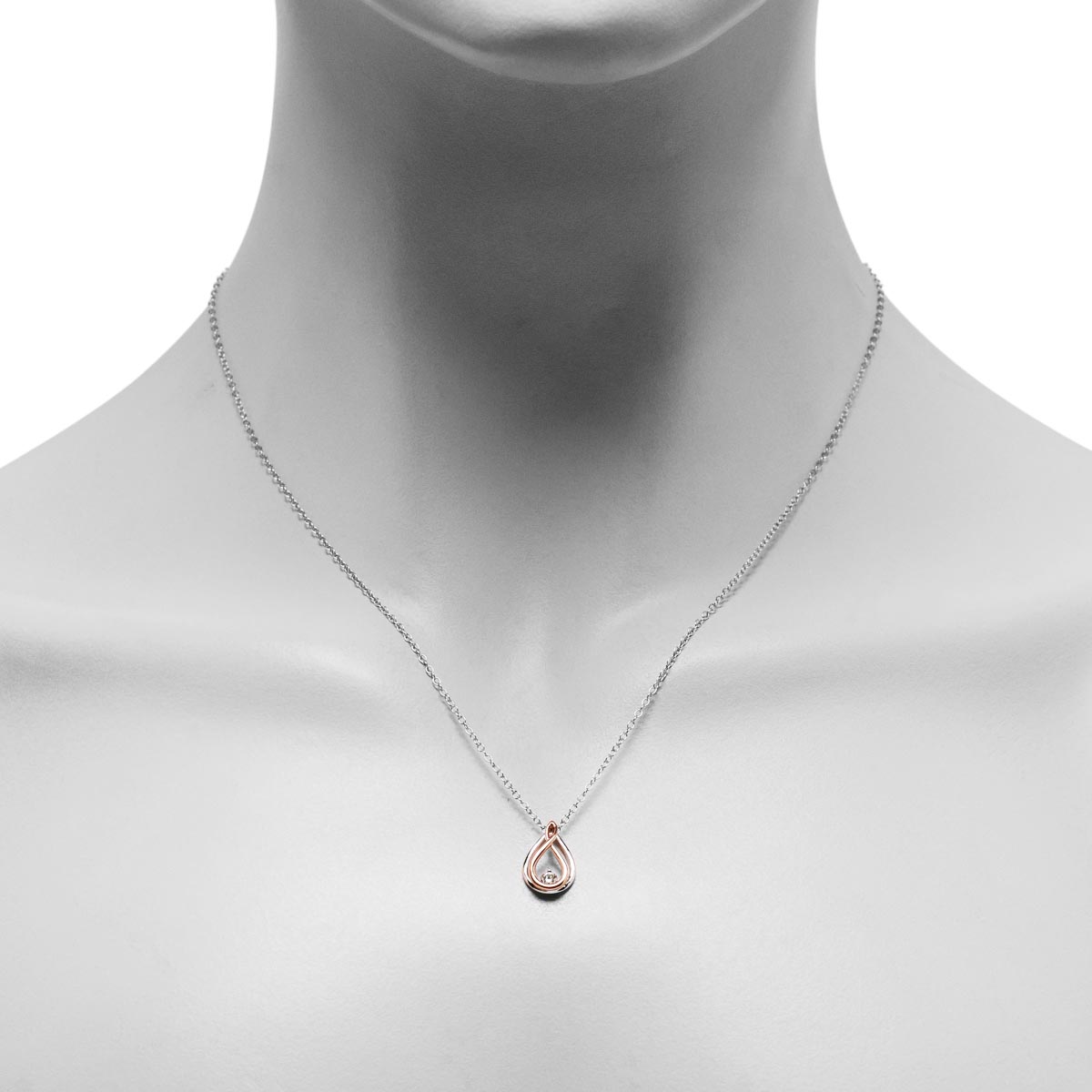 Northern Star Diamond Embrace Necklace in Sterling Silver and Rose Gold (1/10ct)