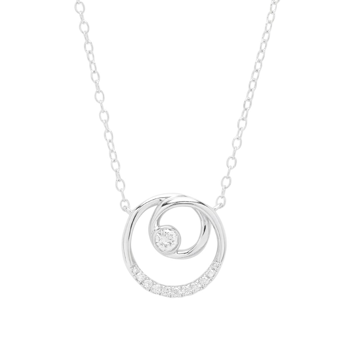 Northern Star Diamond Embrace Necklace in Sterling Silver (1/10ct tw)
