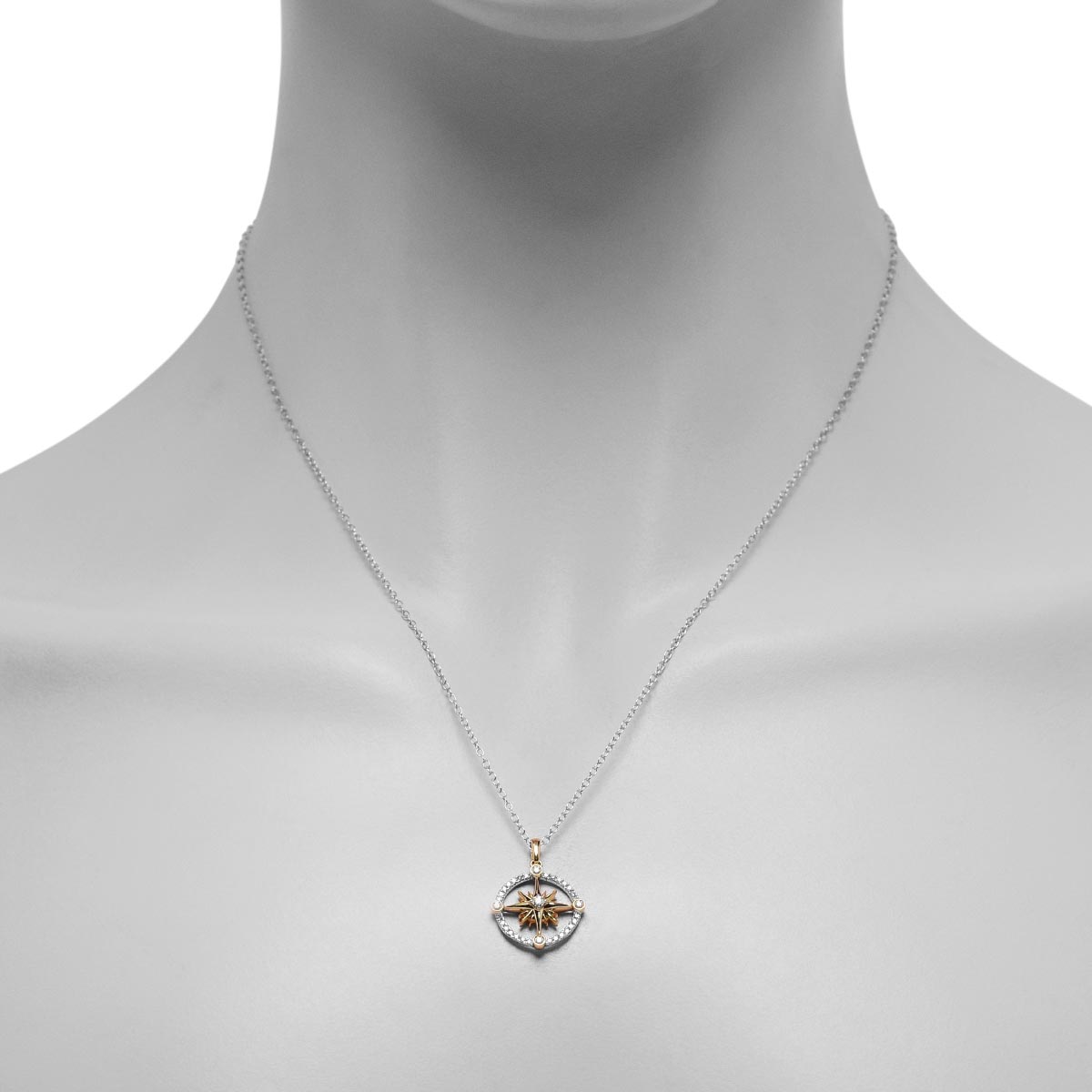Northern Star Diamond Celestial Star Necklace in 10kt Yellow Gold and Sterling Silver (1/5t tw)