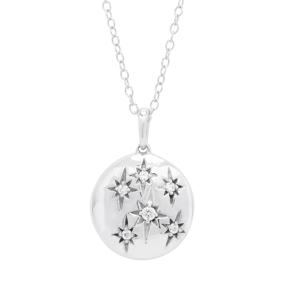 Northern Star Diamond Celestial Collection Necklace in Sterling Silver (1/10ct tw)