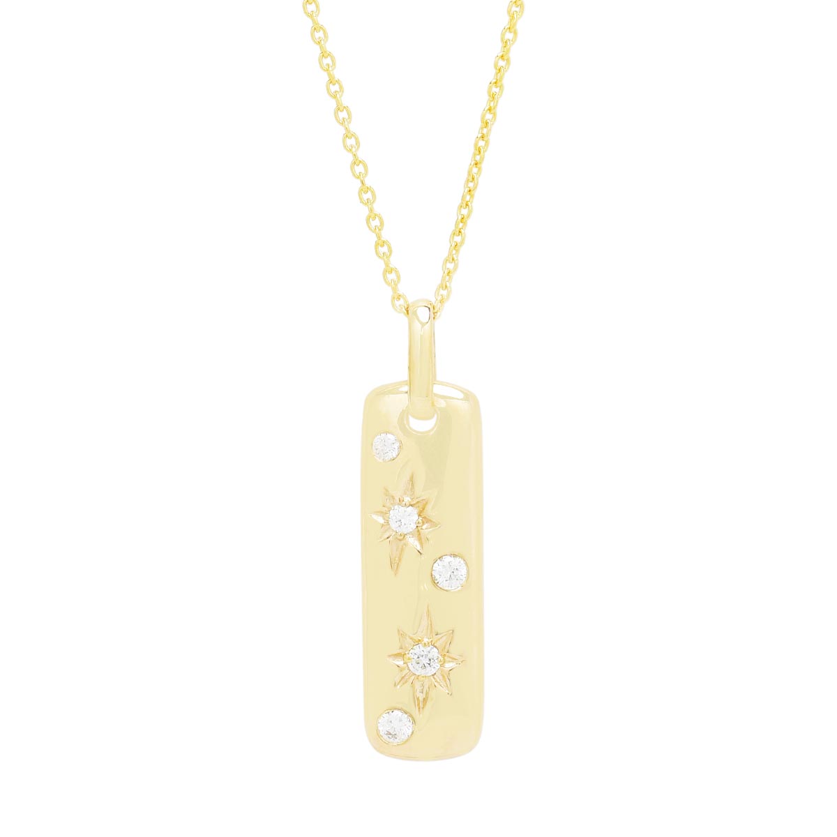 Northern Star Diamond Celestial Bar Necklace in 10kt Yellow Gold (1/10ct tw)