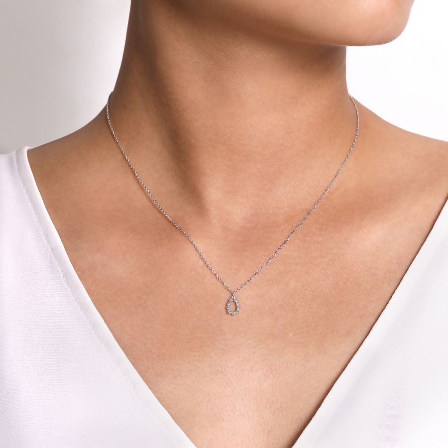 Gabriel Diamond Teardrop Necklace in 14kt White Gold (1/10ct tw)