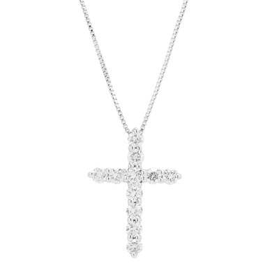 Diamond Cross Necklace in 14kt White Gold (1/4ct tw)