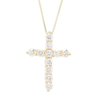 Diamond Cross Necklace in 14kt Yellow Gold (3/4ct tw)