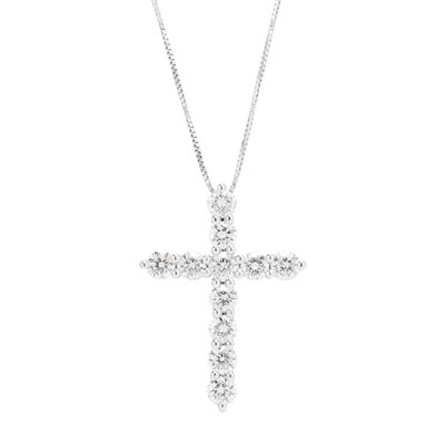 Diamond Cross Necklace in 14kt White Gold (1ct tw)