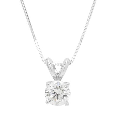 Diamond Solitaire Necklace in 14kt White Gold (1/2ct)