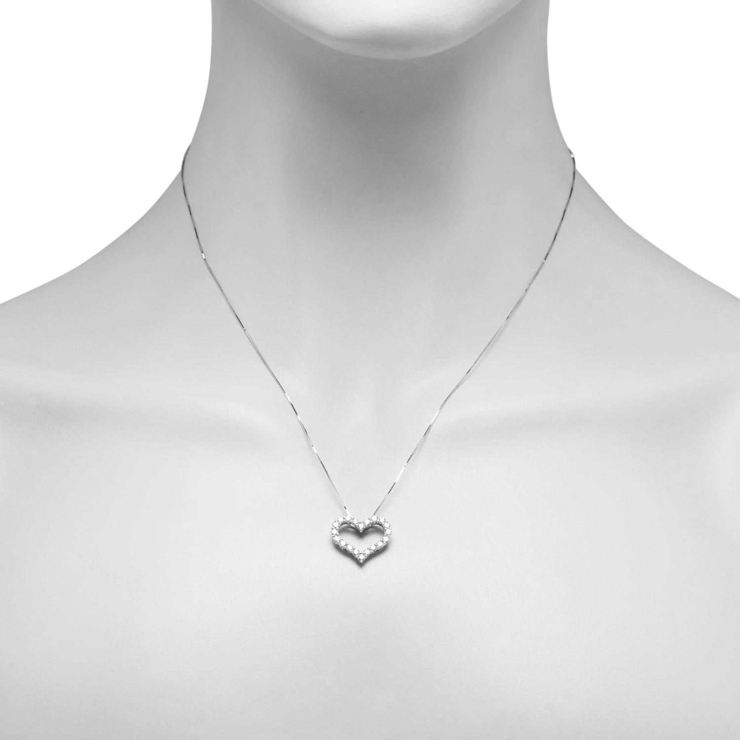Diamond Heart Necklace in 14kt White Gold (3/4ct tw)
