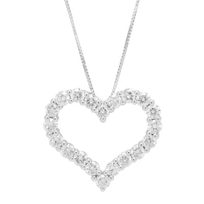 Diamond Heart Necklace in 14kt White Gold (1ct tw)