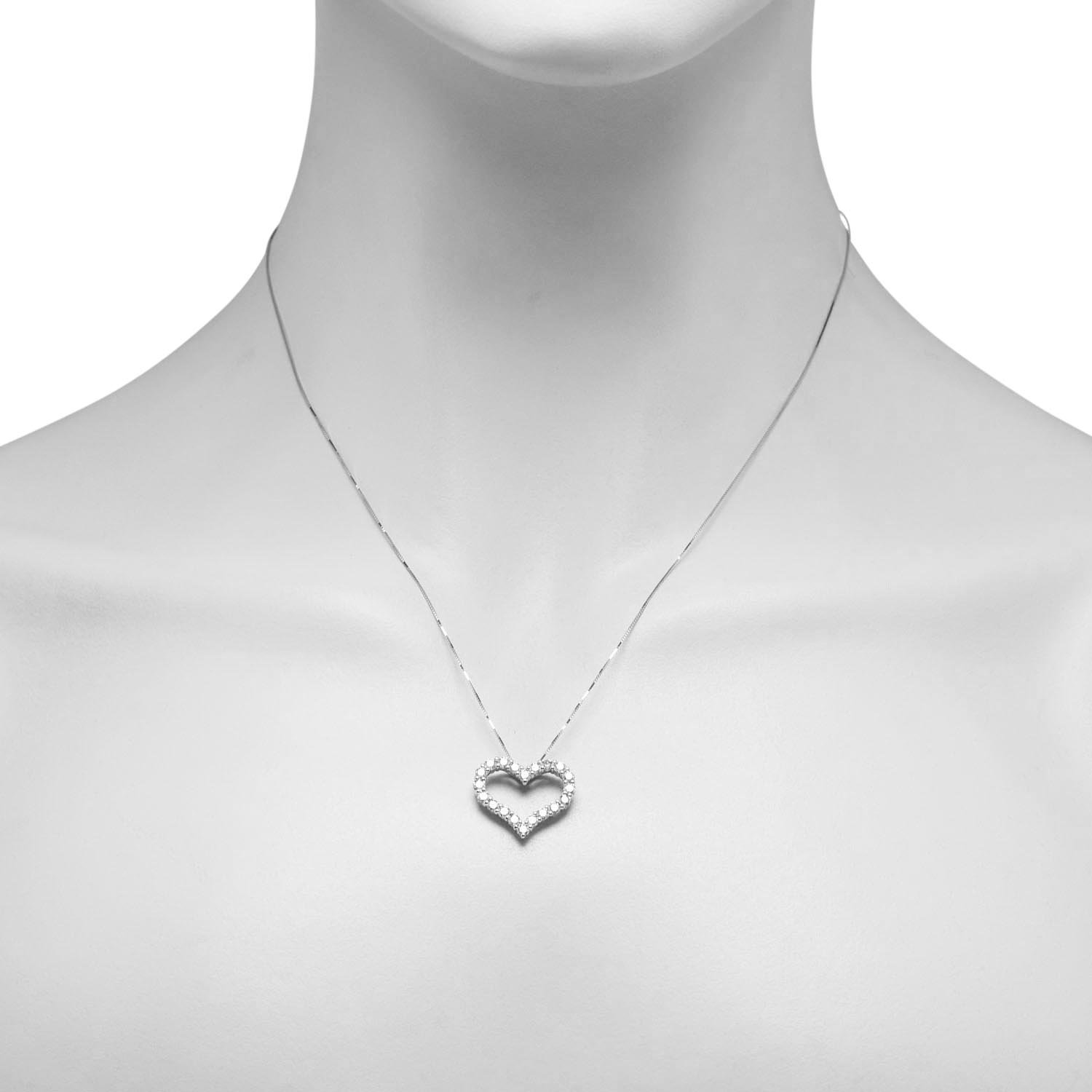 Diamond Heart Necklace in 14kt White Gold (1ct tw)