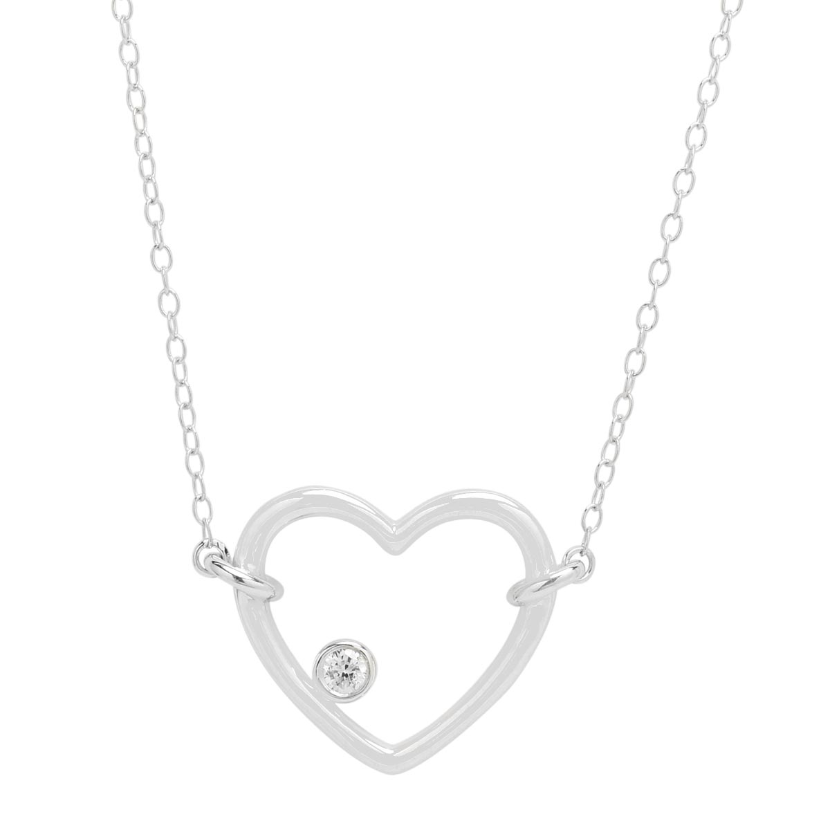 Northern Star Diamond Heart Necklace in Sterling Silver (1/20ct)