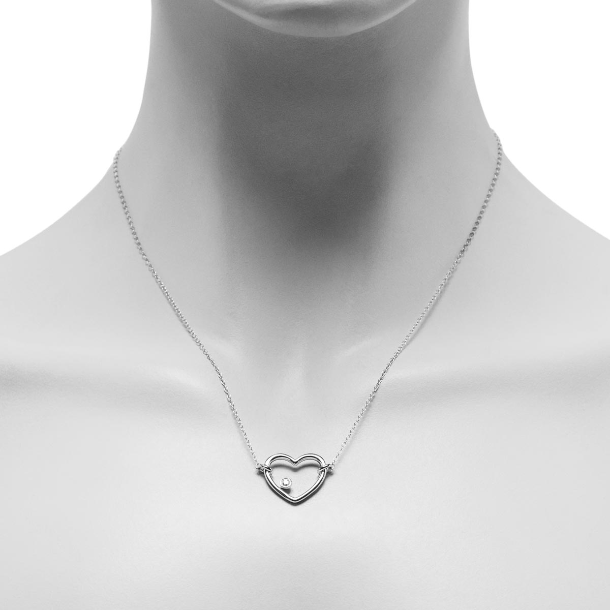 Northern Star Diamond Heart Necklace in Sterling Silver (1/20ct)