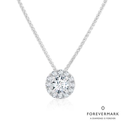 Forevermark Center of My Universe Diamond Halo Necklace in 18kt White Gold (1/3ct tw)