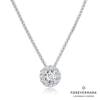 De Beers Forevermark Center of My Universe Diamond Halo Necklace in 18kt  White Gold (1/5ct tw)